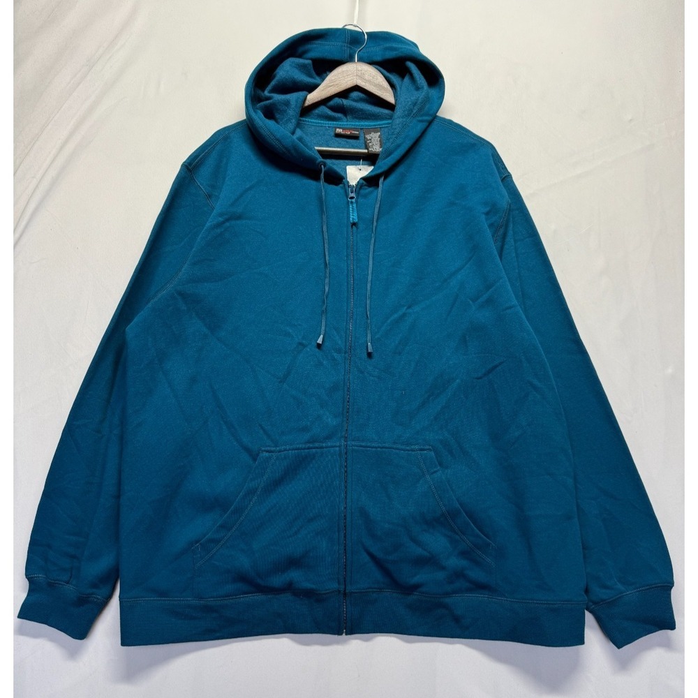 St. John's Bay Active Hoodie Womens 2X Teal Blue Cotton Fleece Lined Full Zipper